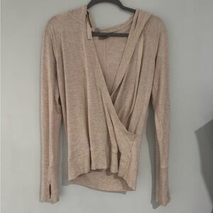 Athleta Beige Hooded Wrap Sweatshirt